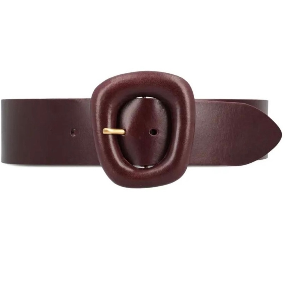 Saint Laurent Sculpted-Buckle Leather Belt
